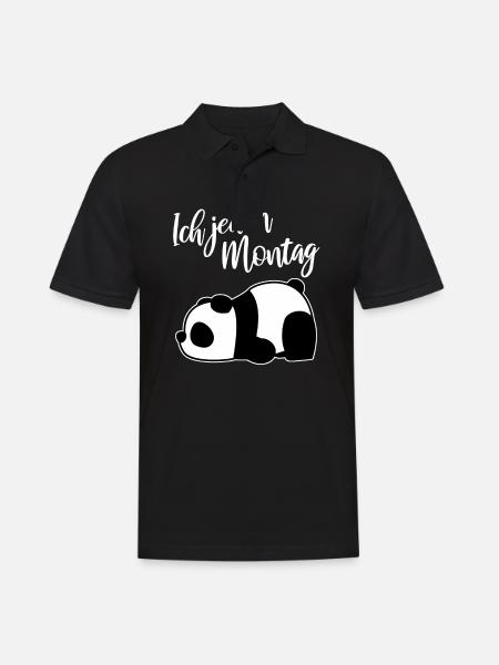 Lustig Panda Pandabär Spruch Montag - Männer Poloshirt - Schwarz