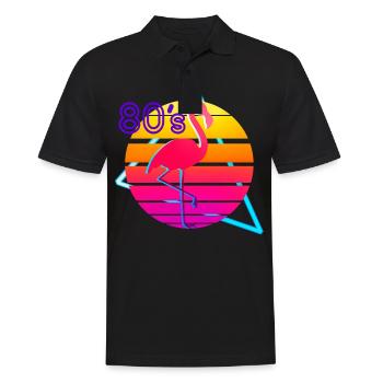 80er Jahre Musik Flamingo Retro - Männer Poloshirt - Schwarz - Vorne - Kai (181cm)