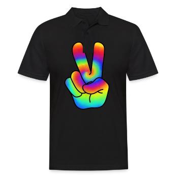 Hippie Peace Victorie sign peace sign - Men's Polo Shirt - black - Front - Kai (181cm)