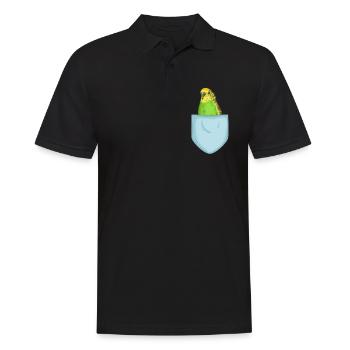 Budgie breast pocket cute bird pet - Men's Polo Shirt - black - Front - Kai (181cm)