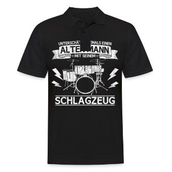 Schlagzeug Schlagzeuger Drummer Drums Instrument - Männer Poloshirt - Schwarz - Vorne - Kai (181cm)
