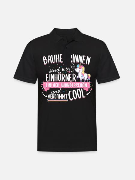 Bauherrin Bauherr Hausbau Einhorn Spruch - Männer Poloshirt - Schwarz