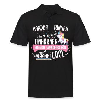 Handball Handballer Handballspieler Einhorn Spruch - Männer Poloshirt - Schwarz - Vorne - Kai (181cm)
