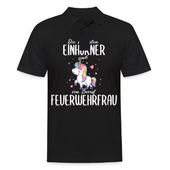Feuerwehrfrau Feuerwehr Einhorn Beruf Spruch - Männer Poloshirt - Schwarz - Vorne - Kai (181cm)