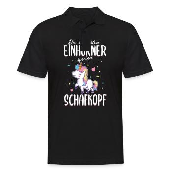 Schafkopfen Schafkopf Kartenspiel Einhorn Spruch - Männer Poloshirt - Schwarz - Vorne - Kai (181cm)