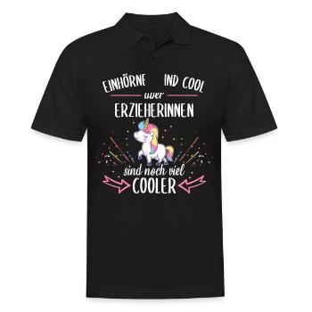 Erzieher Erzieherin Kinder Einhorn Spruch Beruf - Männer Poloshirt - Schwarz - Vorne - Kai (181cm)