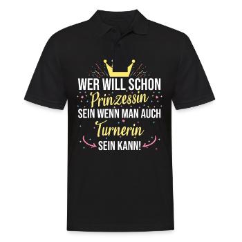 Turnen Prinzessin Bodenturnen Geräteturnen Spruch - Männer Poloshirt - Schwarz - Vorne - Kai (181cm)