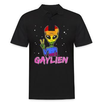 Alien Gay Gaylien LGBT Schwul Regenbogen CSD - Männer Poloshirt - Schwarz - Vorne - Kai (181cm)