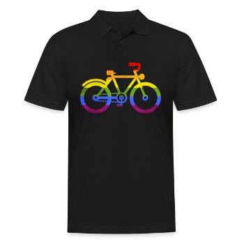 Radfahren Fahrrad Radsport Regenbogen LGBT Gay Rad - Männer Poloshirt - Schwarz - Vorne - Kai (181cm)