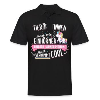 Tierarzt Tierärztin Tiere Einhorn Beruf Spruch - Männer Poloshirt - Schwarz - Vorne - Kai (181cm)
