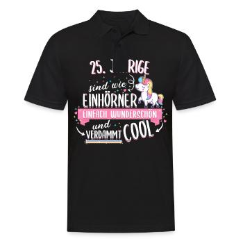 Geburtstag 25 Geburtstag Einhorn Spruch Party - Männer Poloshirt - Schwarz - Vorne - Kai (181cm)