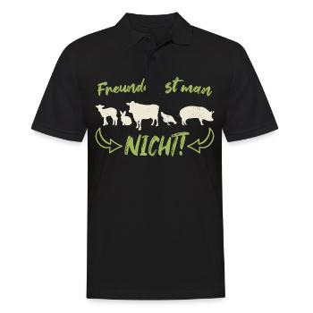 Vegetarisch Vegan Vegetarier Veganer Spruch - Männer Poloshirt - Schwarz - Vorne - Kai (181cm)