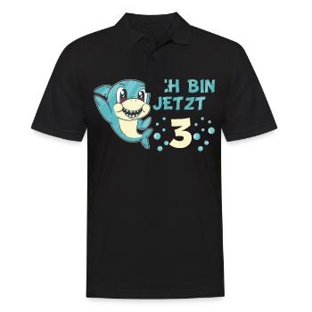 3 Geburtstag Kindergeburtstag Hai Spruch Kind - Männer Poloshirt - Schwarz - Vorne - Kai (181cm)