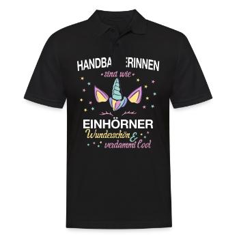 Handball Handballer Handballspieler Einhorn Spruch - Männer Poloshirt - Schwarz - Vorne - Kai (181cm)