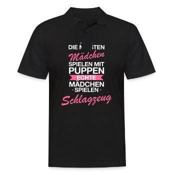 Schlagzeugerin Schlagzeug Drums Drummer Spruch - Männer Poloshirt - Schwarz - Vorne - Kai (181cm)