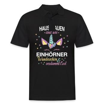 Hausfrau Hausfrauen Haushalt Beruf Einhorn Spruch - Männer Poloshirt - Schwarz - Vorne - Kai (181cm)