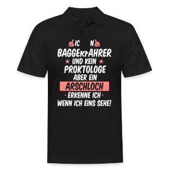 Baggern Baggerfahrer Bauarbeiter Baggern Spruch - Männer Poloshirt - Schwarz - Vorne - Kai (181cm)