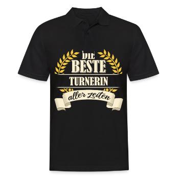 Turnen Turner Bodenturnen Geräteturnen Spruch - Männer Poloshirt - Schwarz - Vorne - Kai (181cm)