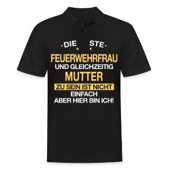 Feuerwehrfrau Feuerwehr Notruf 112 Beruf Spruch - Männer Poloshirt - Schwarz - Vorne - Kai (181cm)