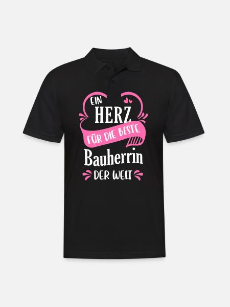 Bauherr Bauherrin Hausbau Eigenheim Neubau Spruch - Männer Poloshirt - Schwarz