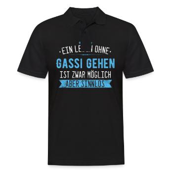 Hund Hunde Gassi gehen Haustier Vierbeiner Spruch - Männer Poloshirt - Schwarz - Vorne - Kai (181cm)