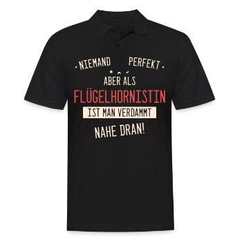 Flügelhornistin Flügelhorn Horn Instrument Spruch - Männer Poloshirt - Schwarz - Vorne - Kai (181cm)