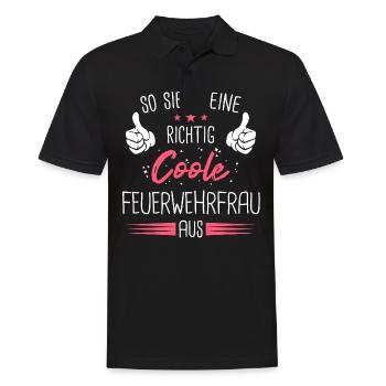 Feuerwehrfrau Feuerwehr Notruf 112 Beruf Spruch - Männer Poloshirt - Schwarz - Vorne - Kai (181cm)