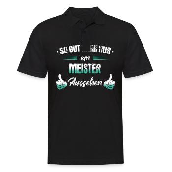 Meister Meisterprüfung Meisterbrief Spruch - Männer Poloshirt - Schwarz - Vorne - Kai (181cm)
