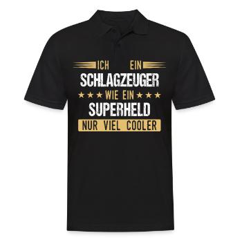 Schlagzeug Schlagzeuger Drummer Instrument Spruch - Männer Poloshirt - Schwarz - Vorne - Kai (181cm)