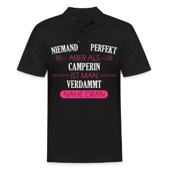 Camping Wohnwagen Camper Wohnmobil Campen - Männer Poloshirt - Schwarz - Vorne - Kai (181cm)