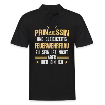 Feuerwehrfrau Feuerwehr Notruf 112 Beruf Spruch - Männer Poloshirt - Schwarz - Vorne - Kai (181cm)