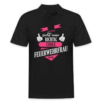 Feuerwehrfrau Feuerwehr Notruf 112 Beruf Spruch - Männer Poloshirt - Schwarz - Vorne - Kai (181cm)