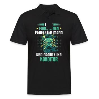 Konditor Konditorei Kuchen Torte Beruf Spruch - Männer Poloshirt - Schwarz - Vorne - Kai (181cm)