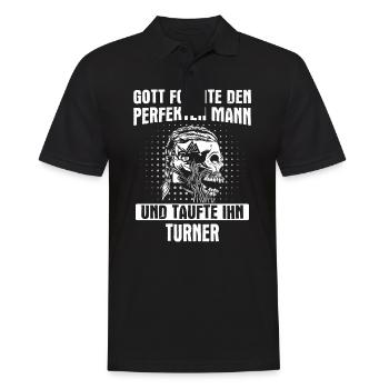 Turnen Turner Bodenturnen Geräteturnen Spruch - Männer Poloshirt - Schwarz - Vorne - Kai (181cm)