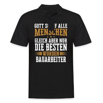 Bauarbeiter Baustelle Baggerfahrer Spruch - Männer Poloshirt - Schwarz - Vorne - Kai (181cm)