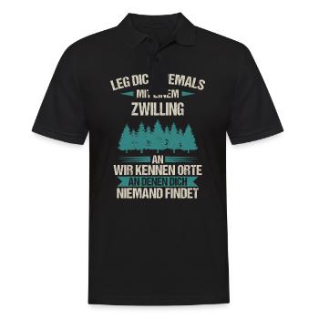 Zwilling Zwillinge Bruder Schwester Spruch - Männer Poloshirt - Schwarz - Vorne - Kai (181cm)