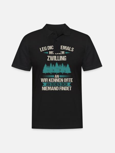 Zwilling Zwillinge Bruder Schwester Spruch - Männer Poloshirt - Schwarz