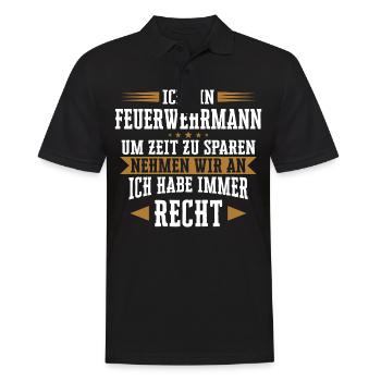 Feuerwehrmann Feuerwehr Notruf 112 Beruf Spruch - Männer Poloshirt - Schwarz - Vorne - Kai (181cm)