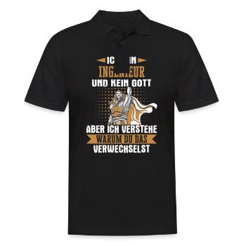 Ingenieur Maschinenbau Spruch - Männer Poloshirt - Schwarz - Vorne - Kai (181cm)