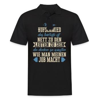 Hufschmied Hufe Schmied Tierhufen Hufeisen Spruch - Männer Poloshirt - Schwarz - Vorne - Kai (181cm)
