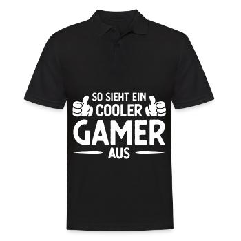 SOHT EIN COOLER GAMER AUS - - Männer Poloshirt - Schwarz - Vorne - Kai (181cm)