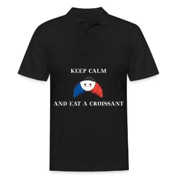 Keep calm and eat a croissant gift idea - Men's Polo Shirt - black - Front - Kai (181cm)