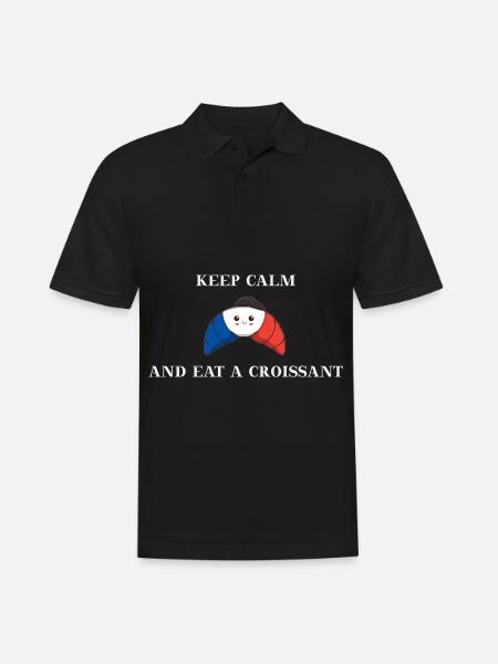 Keep calm and eat a croissant gift idea - Men's Polo Shirt - black