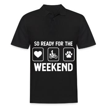 So bereit für das Wochenende - Hundepfote - Radfah - Männer Poloshirt - Schwarz - Vorne - Kai (181cm)
