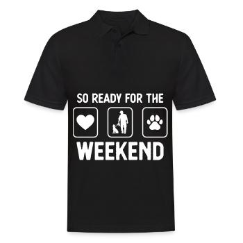 So bereit für das Wochenende - Hundepfote - Mann m - Männer Poloshirt - Schwarz - Vorne - Kai (181cm)