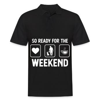So ready for the weekend - Coffee - Man with H - Men's Polo Shirt - black - Front - Kai (181cm)