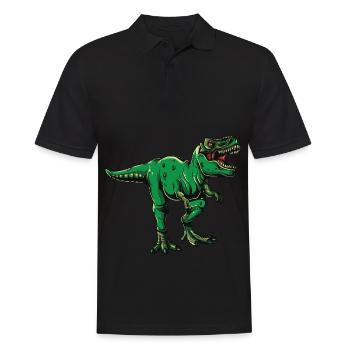 t-rex dino dinosaurier herzschlag urzeit kreide - Männer Poloshirt - Schwarz - Vorne - Kai (181cm)