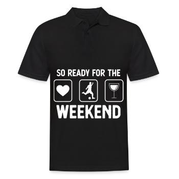 So ready for the weekend - wine - football game - Men's Polo Shirt - black - Front - Kai (181cm)