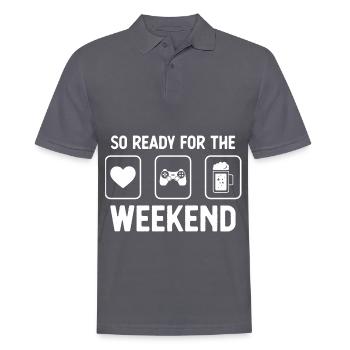 So ready for the weekend - beer - game - - Men's Polo Shirt - charcoal grey - Front - Nico (186cm)