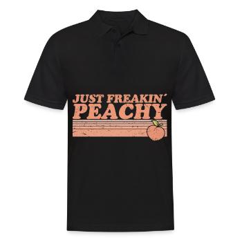 just peachy - peach fruit saying - Men's Polo Shirt - black - Front - Kai (181cm)